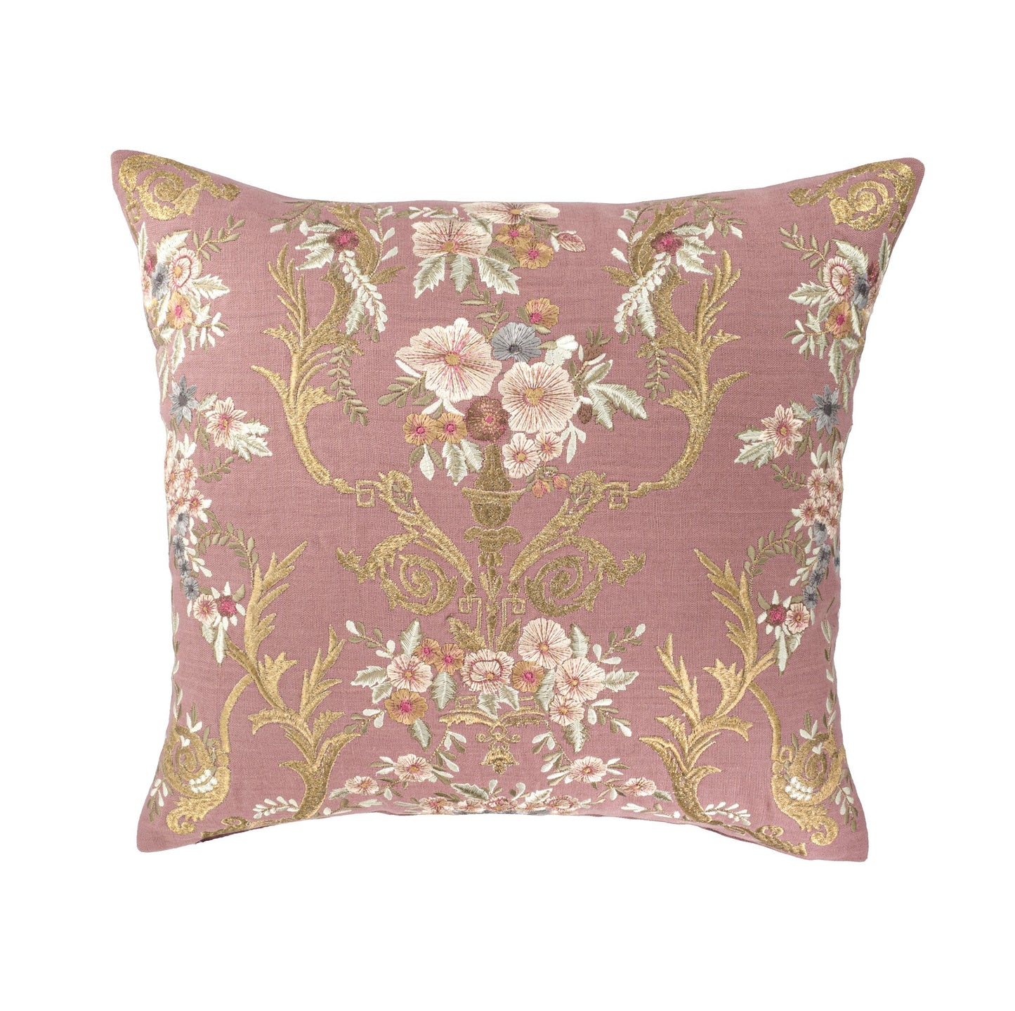 Fontainebleau Embroidered Linen Throw Pillow Cover 18 X 18