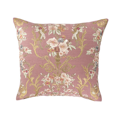 Fontainebleau Embroidered Linen Throw Pillow Cover 18 X 18