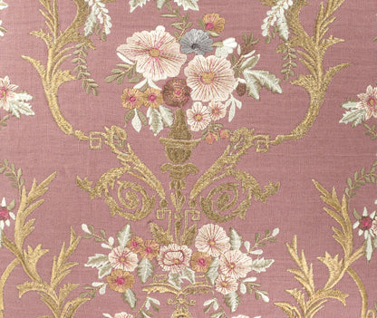 Fontainebleau Embroidered Linen Throw Pillow Cover 18 X 18