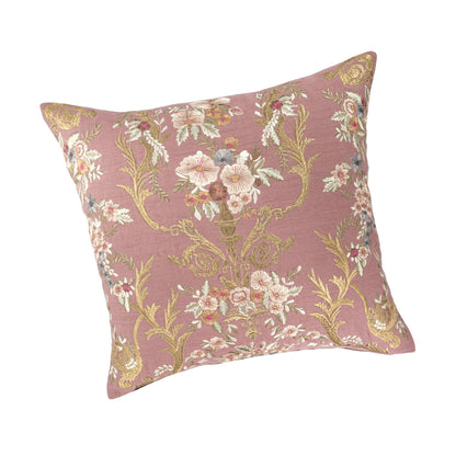 Fontainebleau Embroidered Linen Throw Pillow Cover 18 X 18