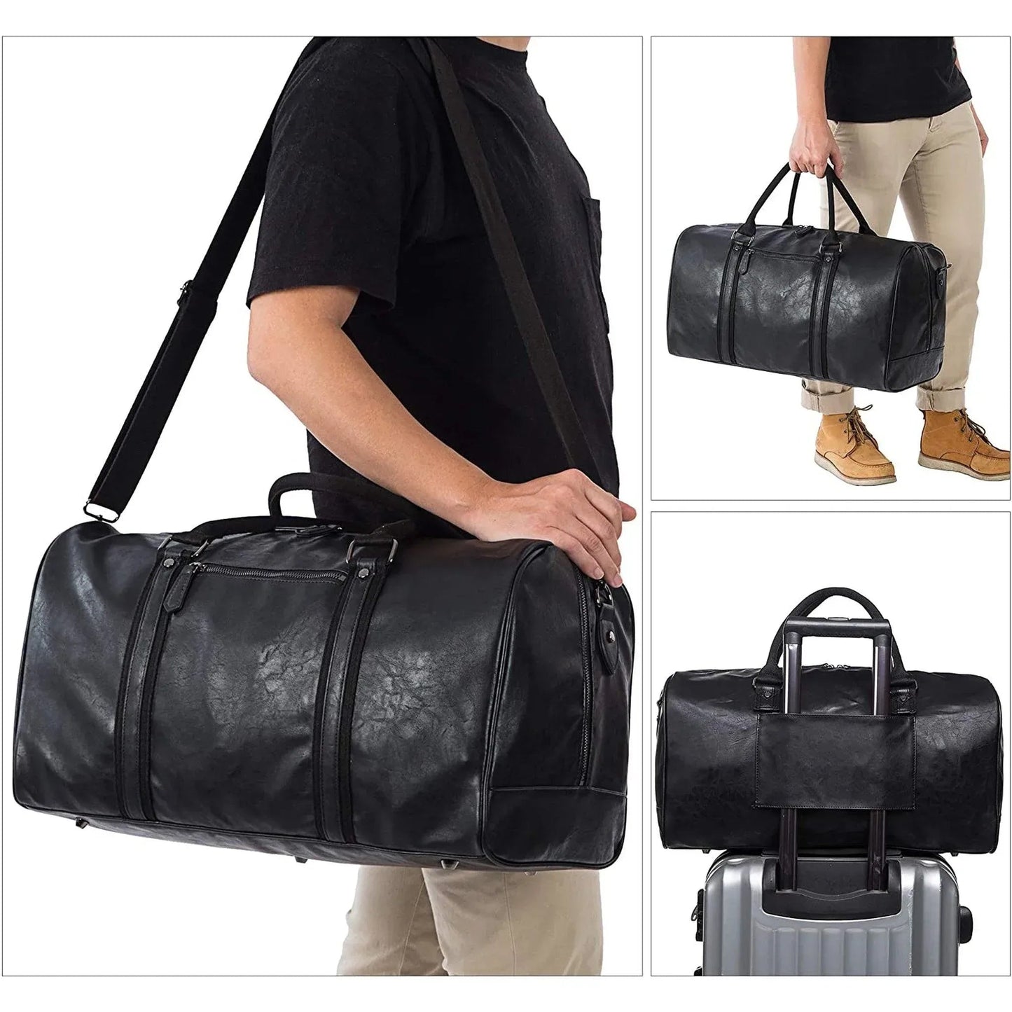 Men's Vegan Leather Duffel Bag – Executive Commuter Carry