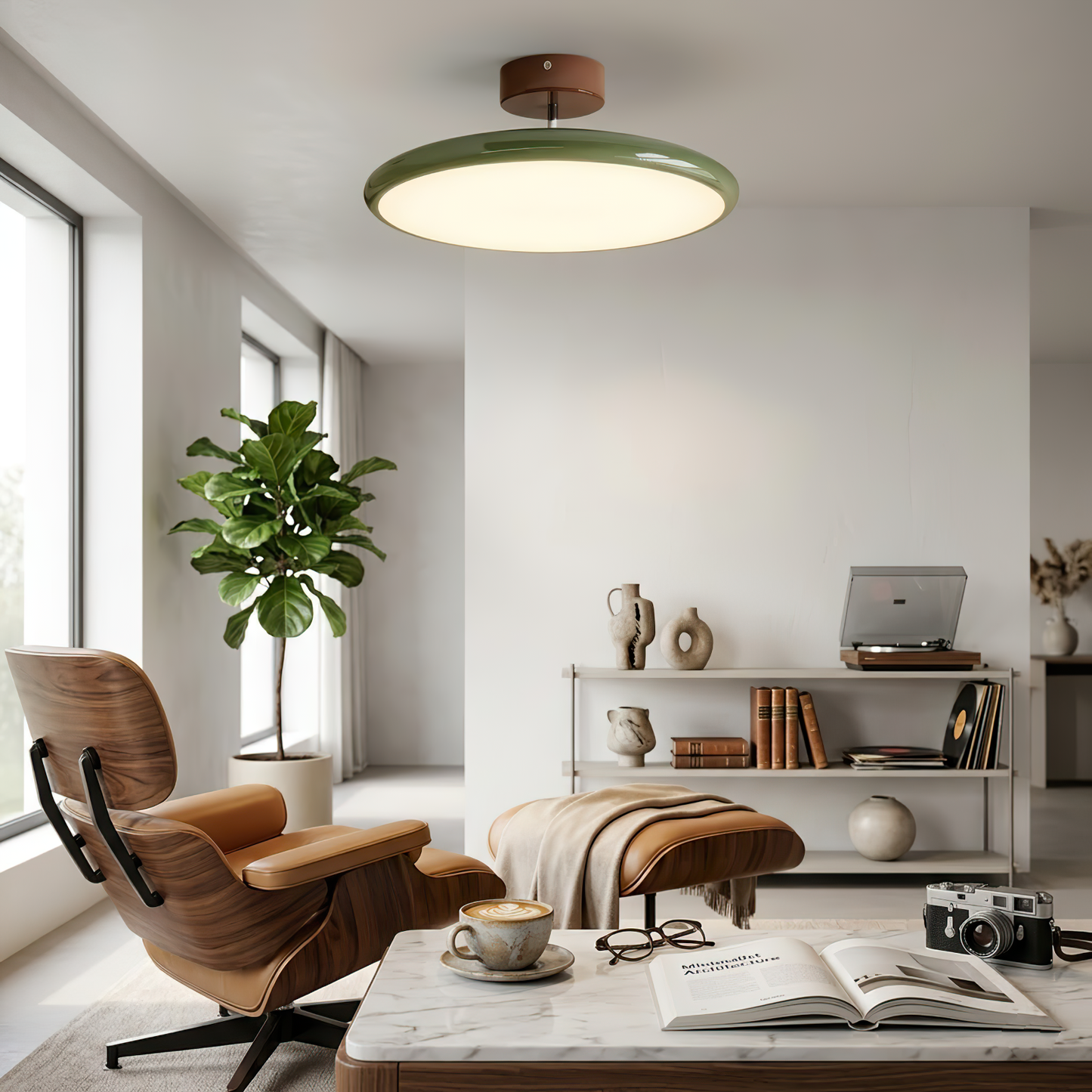 French Retro Cream Saucer Ceiling Lamp