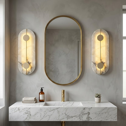 Geometric Capsule Natural Alabaster Wall Sconce