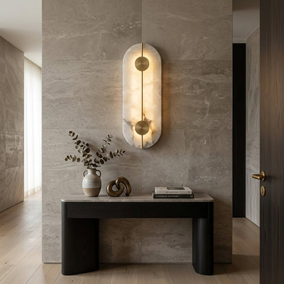 Geometric Capsule Natural Alabaster Wall Sconce