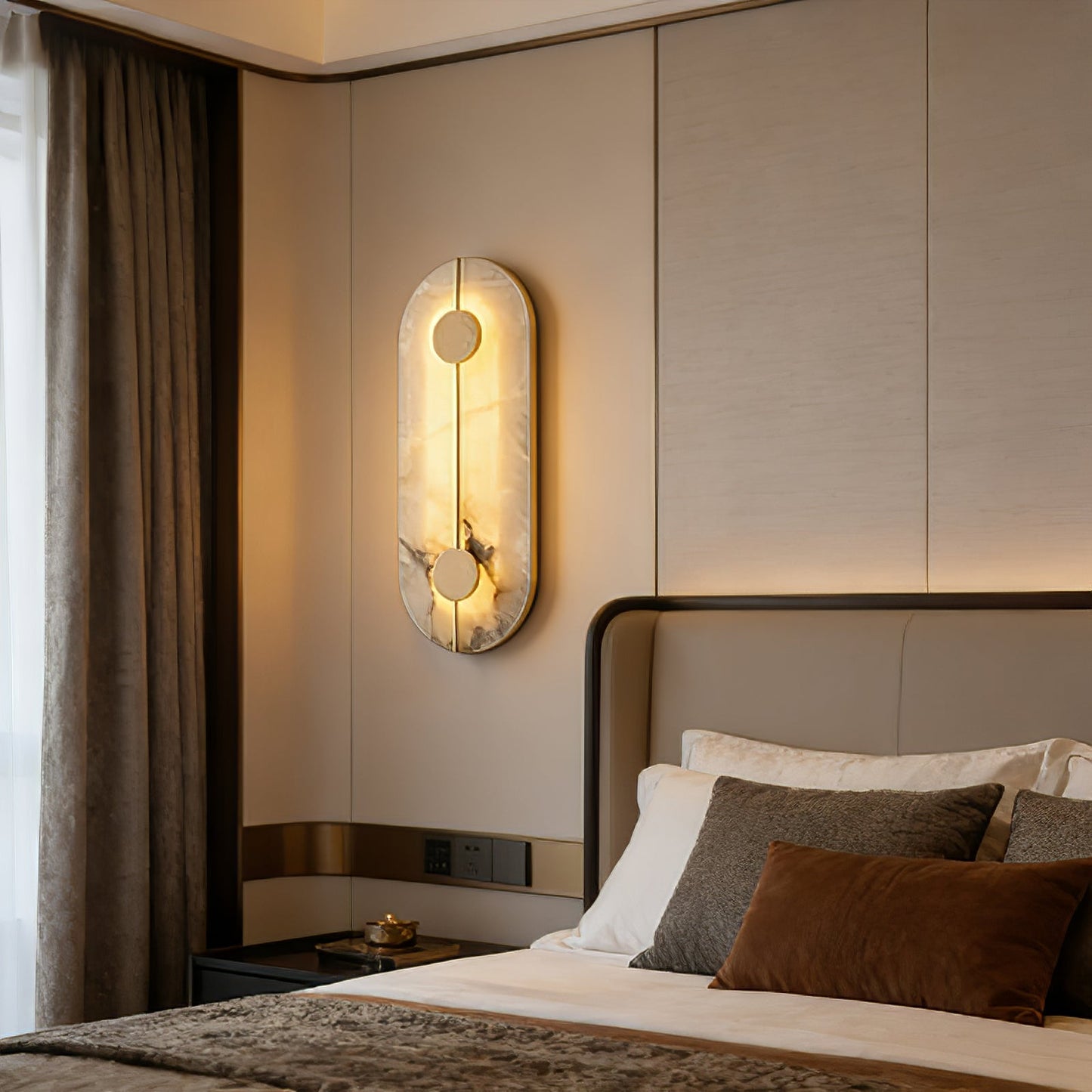 Geometric Capsule Natural Alabaster Wall Sconce