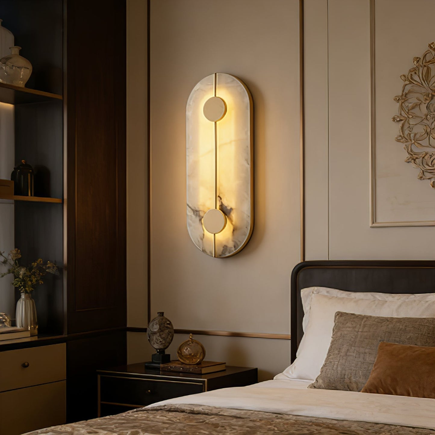 Geometric Capsule Natural Alabaster Wall Sconce