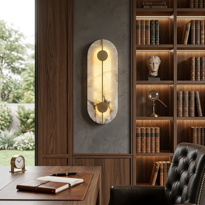 Geometric Capsule Natural Alabaster Wall Sconce