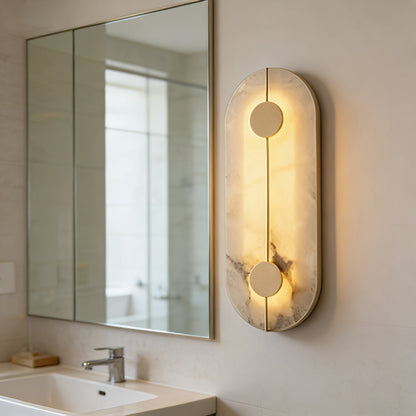 Geometric Capsule Natural Alabaster Wall Sconce