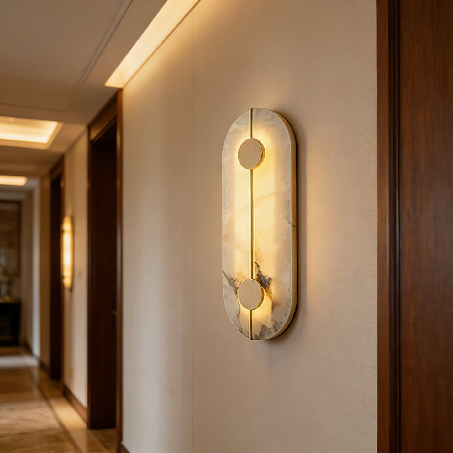 Geometric Capsule Natural Alabaster Wall Sconce