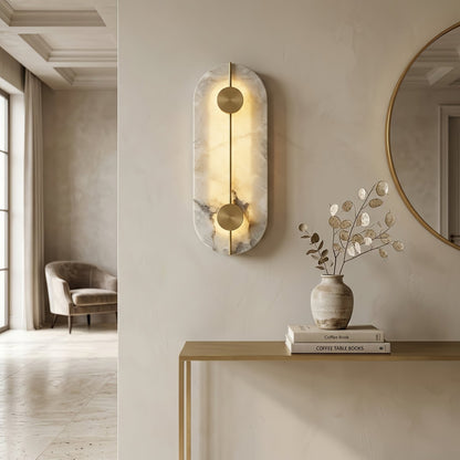 Geometric Capsule Natural Alabaster Wall Sconce