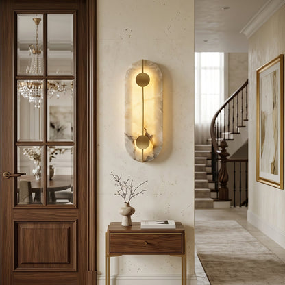 Geometric Capsule Natural Alabaster Wall Sconce