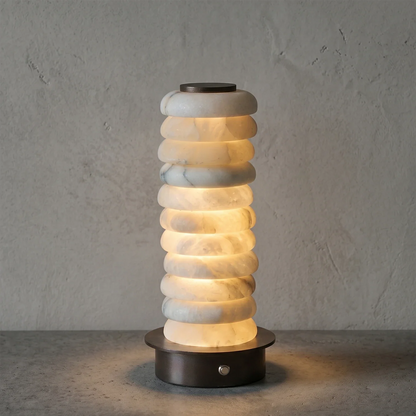 Multi-Tiered Alabaster Table Lamp