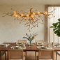 Golden Tree Branch Glass Flower Chandelier