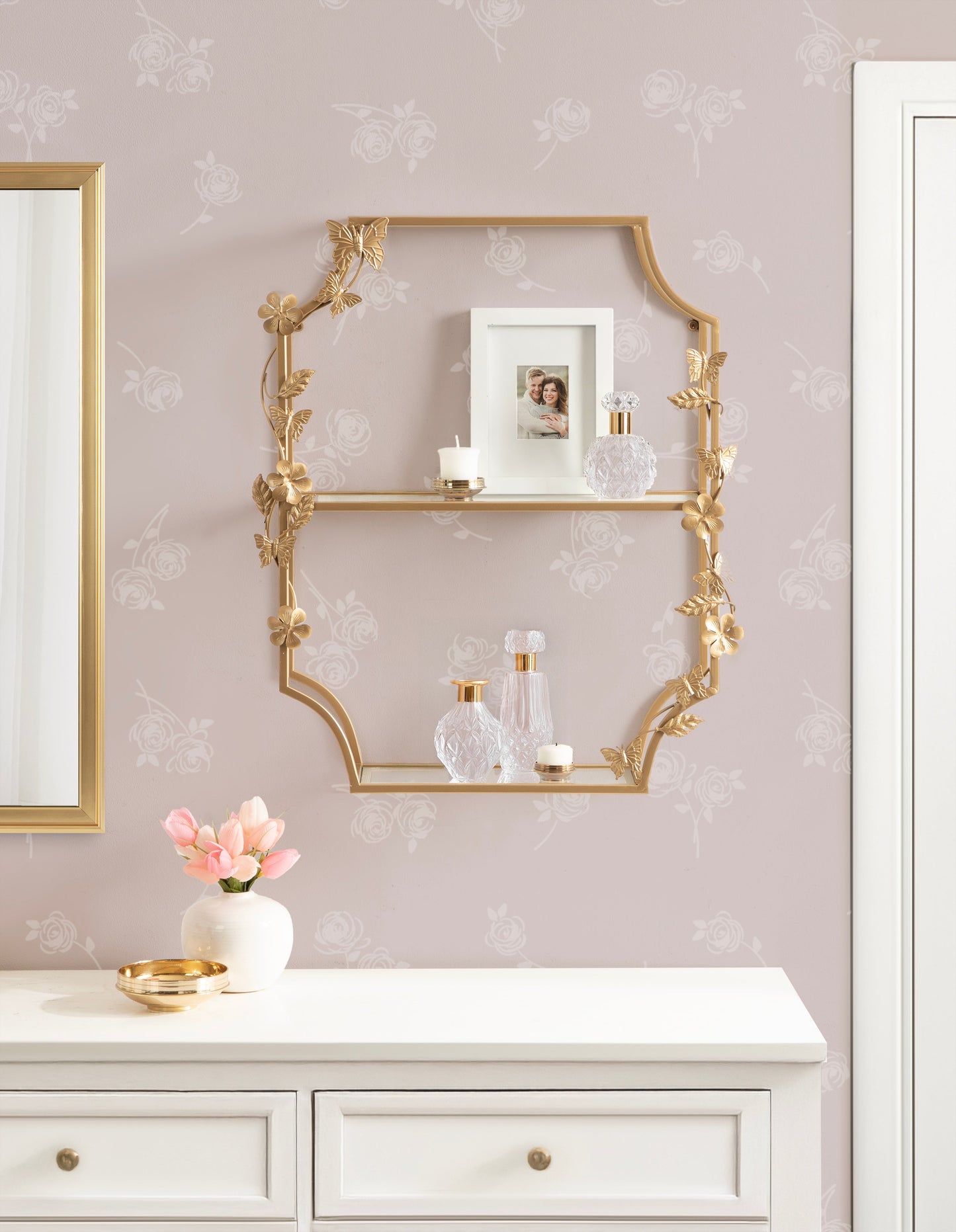 Rosella Floral Tiered Shelf Metal