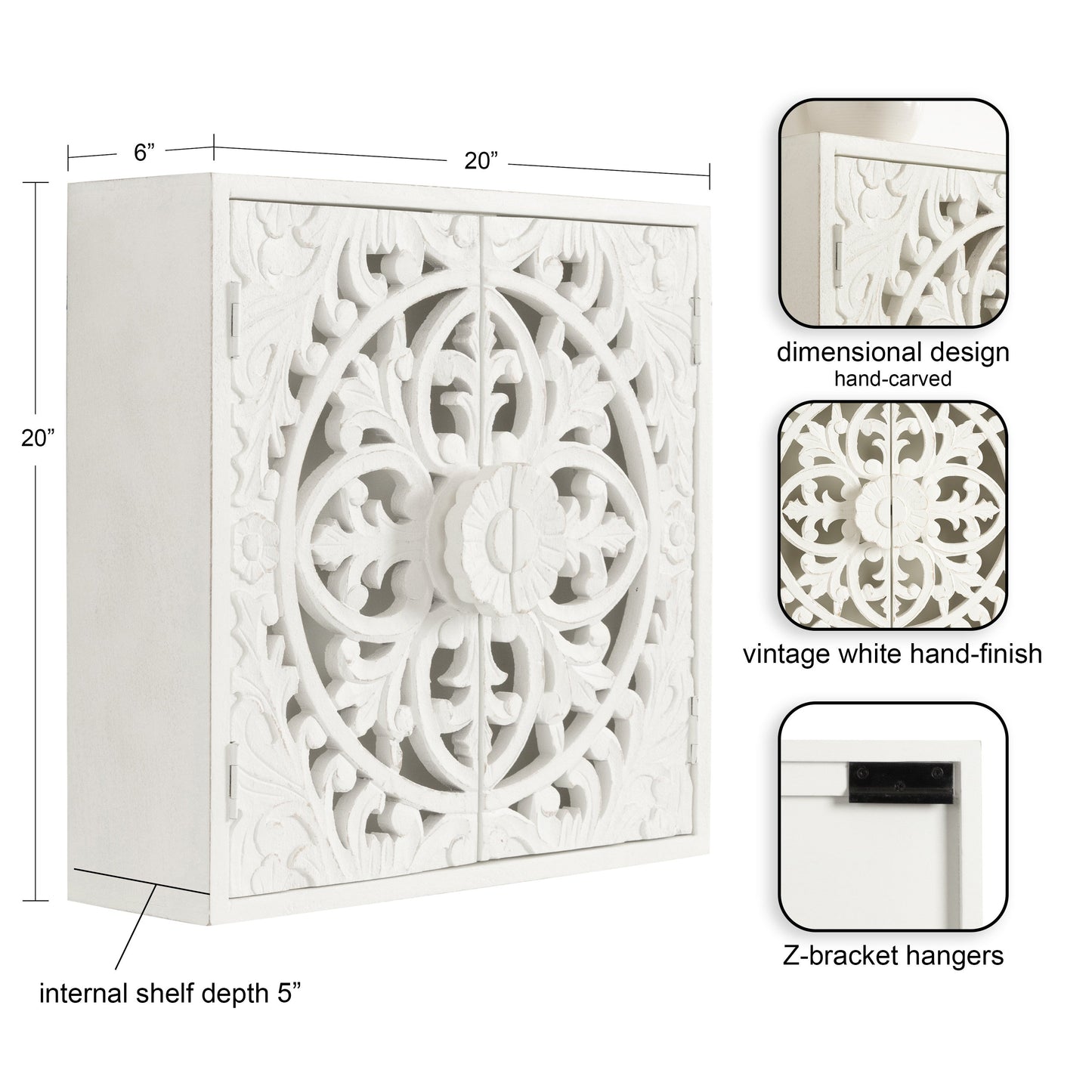 Saanvi Carved Wood Wall Cabinet