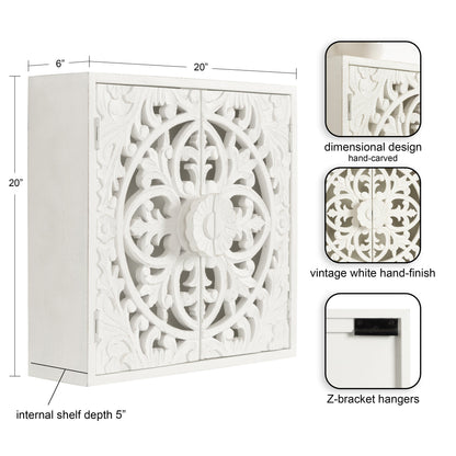 Saanvi Carved Wood Wall Cabinet