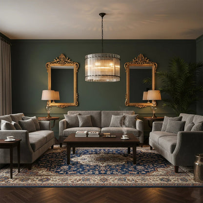 Grand Tiered Chandelier with Fluted Glass Rod