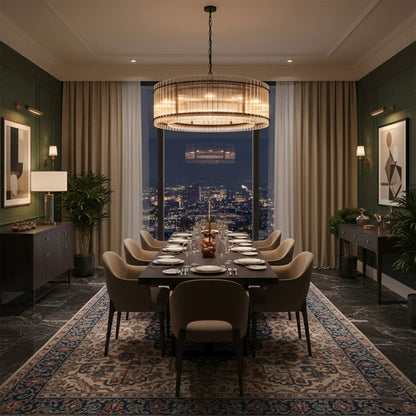 Grand Tiered Chandelier with Fluted Glass Rod