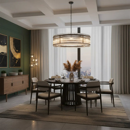 Grand Tiered Chandelier with Fluted Glass Rod
