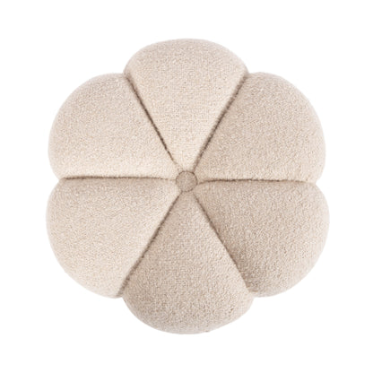 Lucida Round Tufted Ottoman Fabric and Wood
