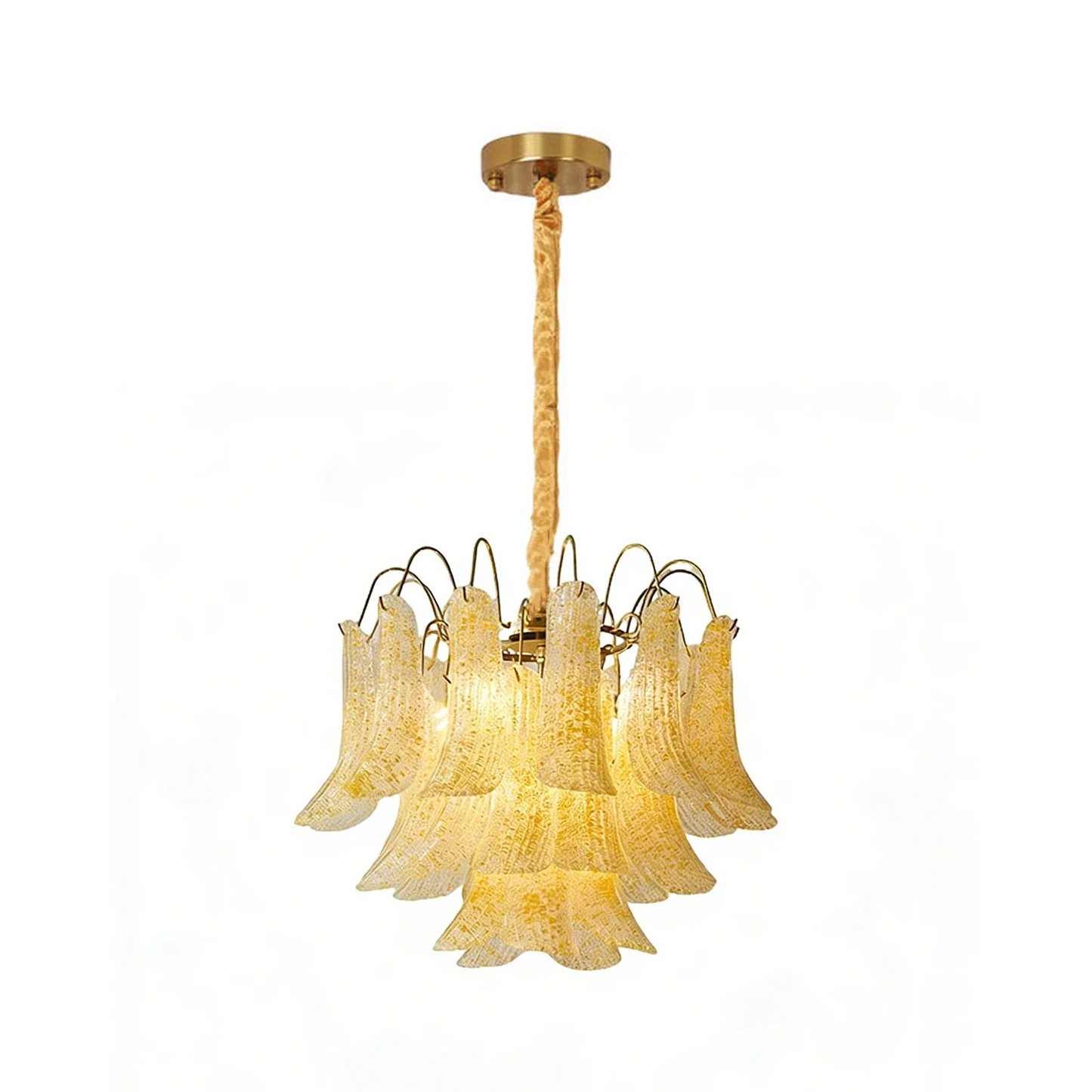 Hand-blown Wave Point Murano Glass Chandelier