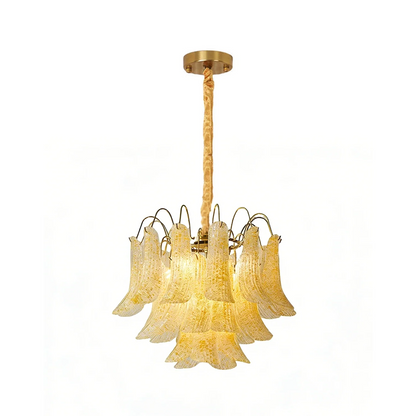 Hand-blown Wave Point Murano Glass Chandelier