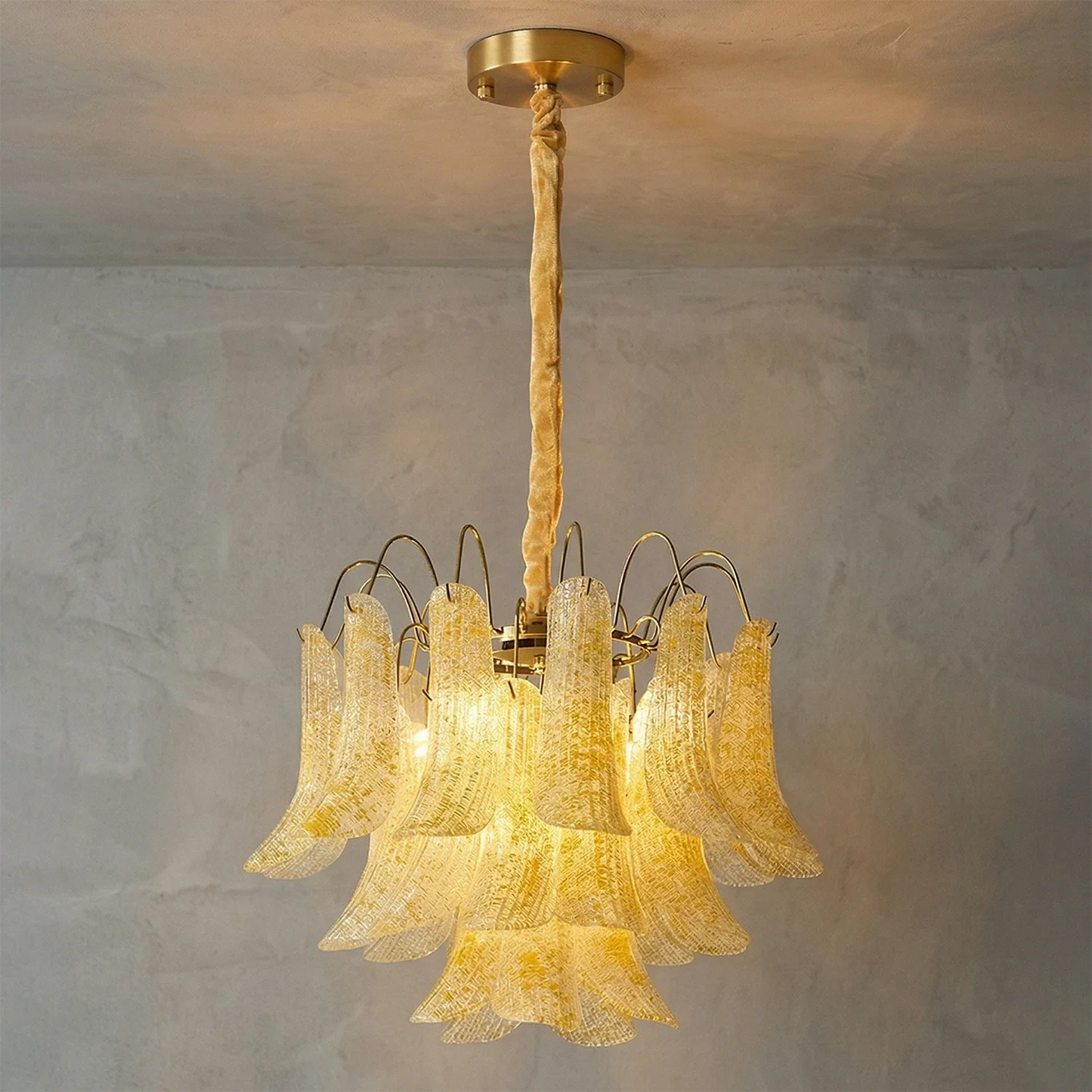 Hand-blown Wave Point Murano Glass Chandelier