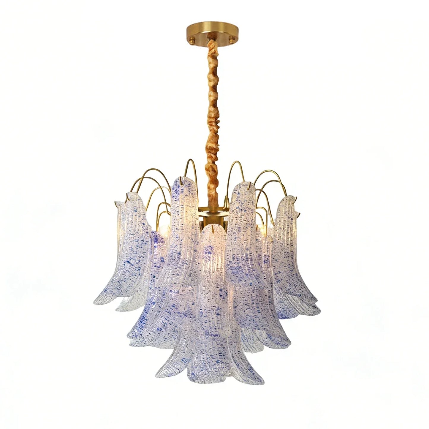 Hand-blown Wave Point Murano Glass Chandelier