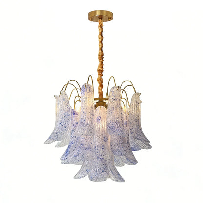 Hand-blown Wave Point Murano Glass Chandelier
