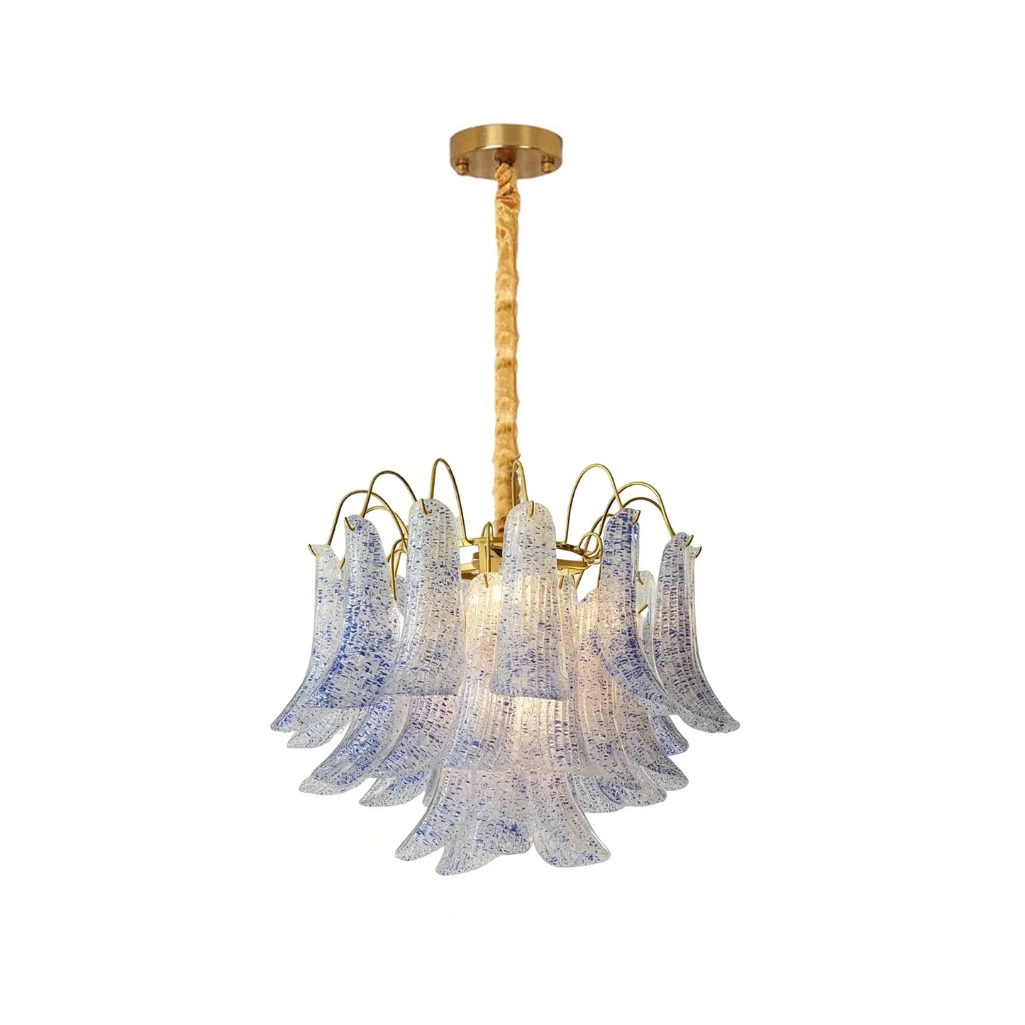 Hand-blown Wave Point Murano Glass Chandelier