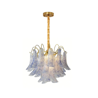 Hand-blown Wave Point Murano Glass Chandelier