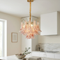 Hand-blown Wave Point Murano Glass Chandelier
