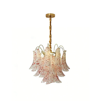Hand-blown Wave Point Murano Glass Chandelier