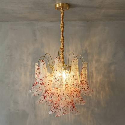Hand-blown Wave Point Murano Glass Chandelier
