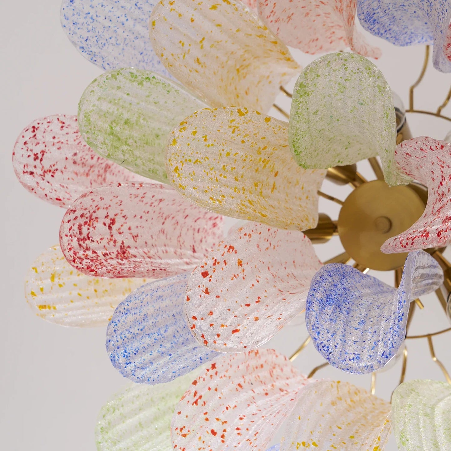 Hand-blown Wave Point Murano Glass Chandelier