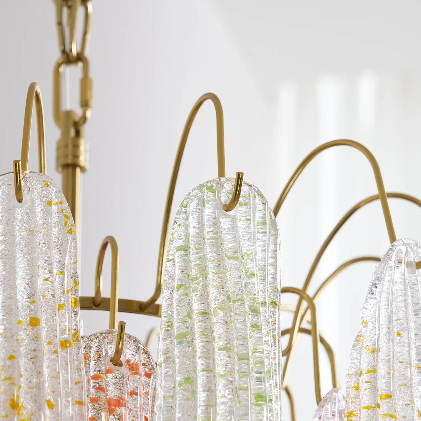 Hand-blown Wave Point Murano Glass Chandelier