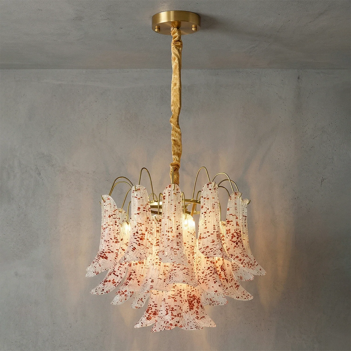 Hand-blown Wave Point Murano Glass Chandelier