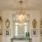 Hand-blown Wave Point Murano Glass Chandelier