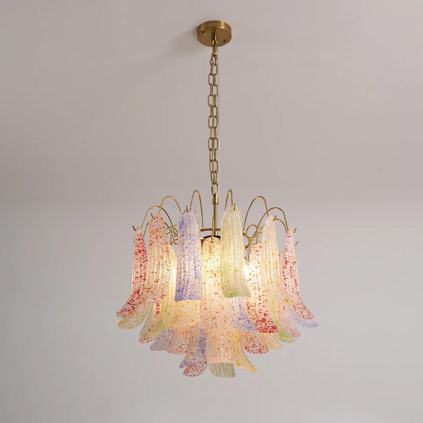 Hand-blown Wave Point Murano Glass Chandelier