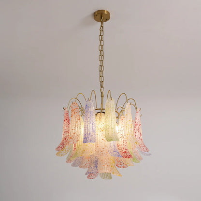Hand-blown Wave Point Murano Glass Chandelier