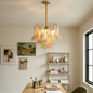 Hand-blown Wave Point Murano Glass Chandelier