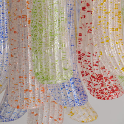 Hand-blown Wave Point Murano Glass Chandelier