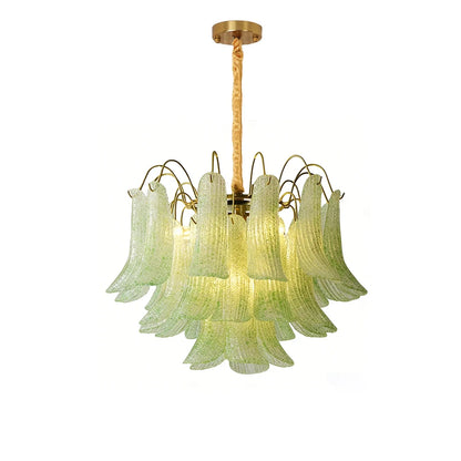 Hand-blown Wave Point Murano Glass Chandelier
