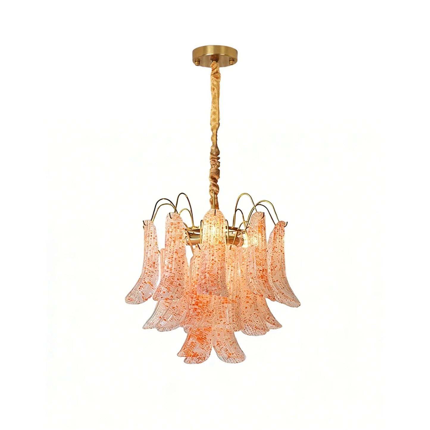 Hand-blown Wave Point Murano Glass Chandelier