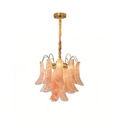 Hand-blown Wave Point Murano Glass Chandelier
