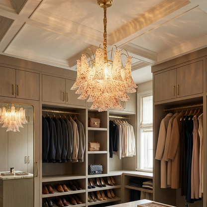 Hand-blown Wave Point Murano Glass Chandelier