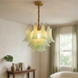 Hand-blown Wave Point Murano Glass Chandelier