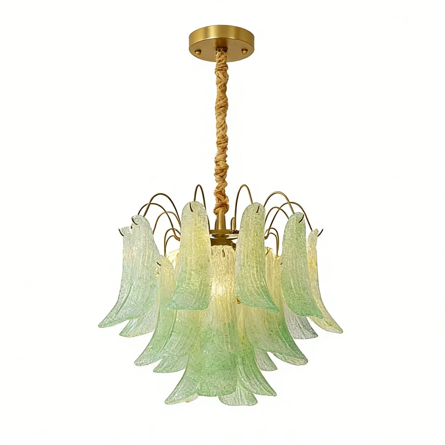 Hand-blown Wave Point Murano Glass Chandelier