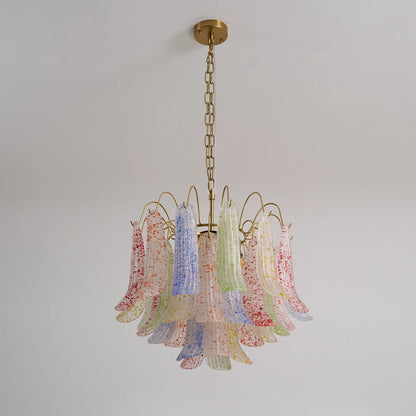 Hand-blown Wave Point Murano Glass Chandelier