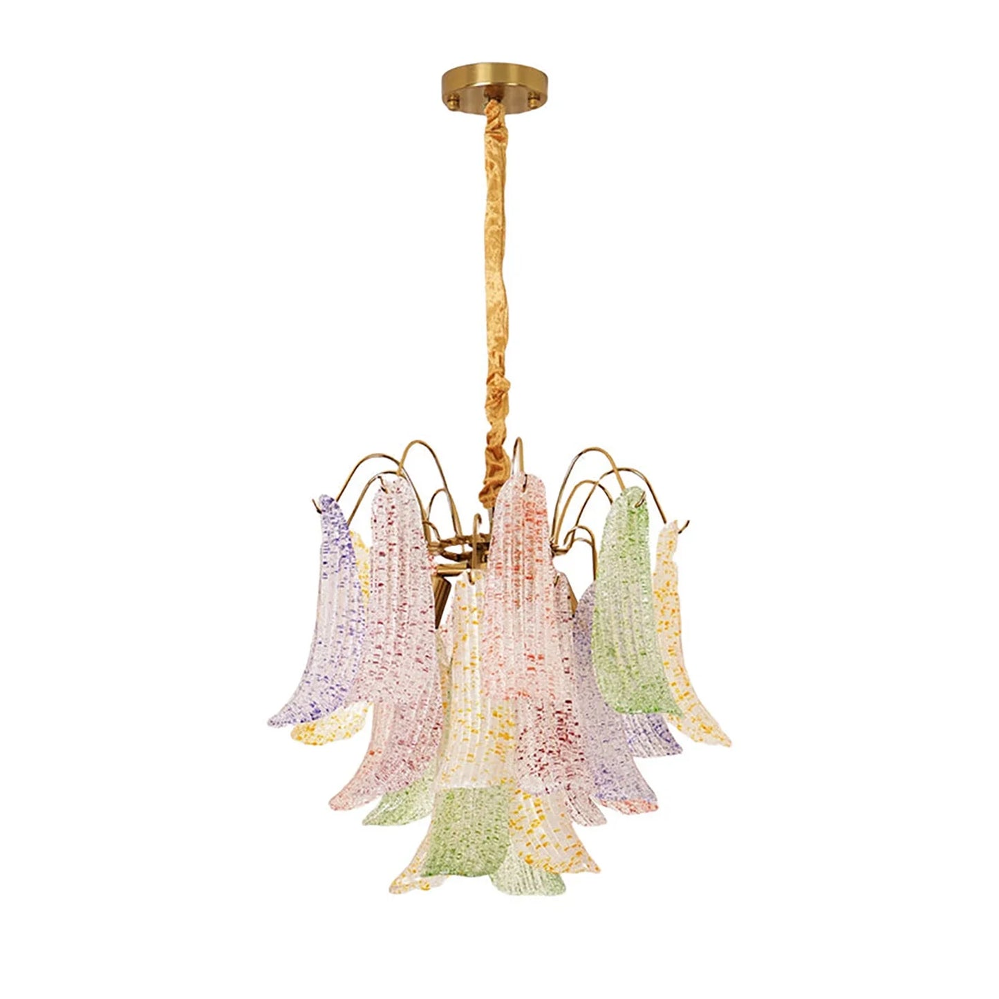 Hand-blown Wave Point Murano Glass Chandelier